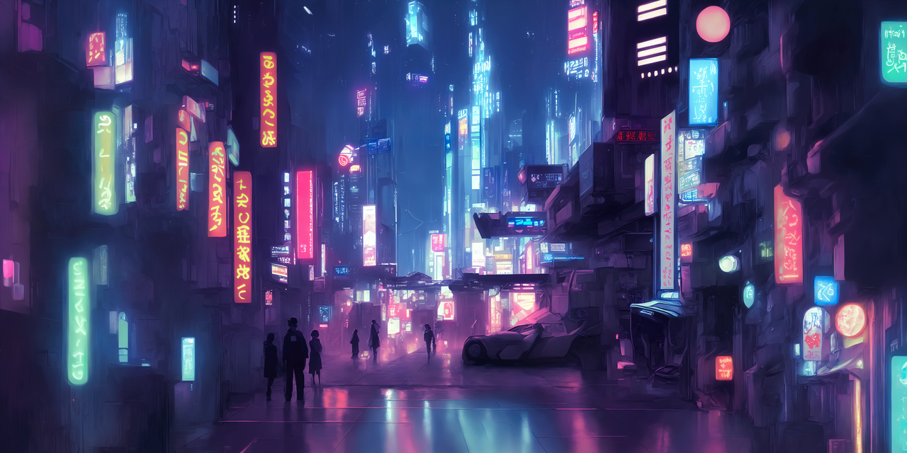 Algorithmically generated AI generated artwork of a cyberpunk cityscape