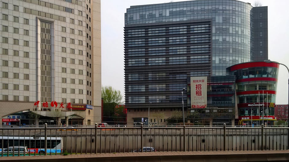 Contemporary buildings in Beijing, showcasing city life and modern architecture.